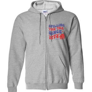 Spilling The Tea Since 1773 Retro Groovy History Teacher Fun Full Zip Hoodie