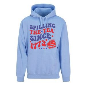 Spilling The Tea Since 1773 Retro Groovy History Teacher Fun Unisex Surf Hoodie