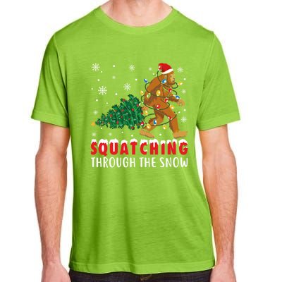 Squatching Through The Snow Christmas Bigfoot Sasquatch Cute Gift Adult ChromaSoft Performance T-Shirt