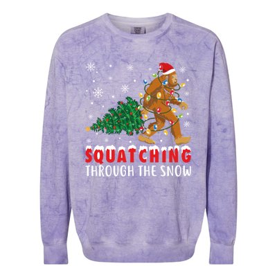 Squatching Through The Snow Christmas Bigfoot Sasquatch Cute Gift Colorblast Crewneck Sweatshirt