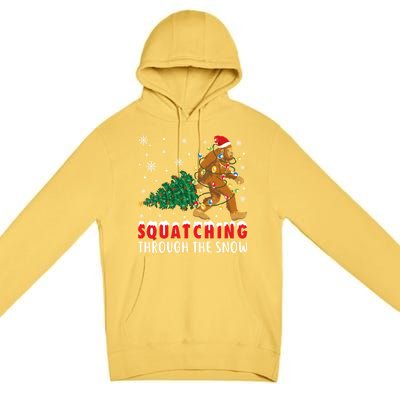 Squatching Through The Snow Christmas Bigfoot Sasquatch Cute Gift Premium Pullover Hoodie