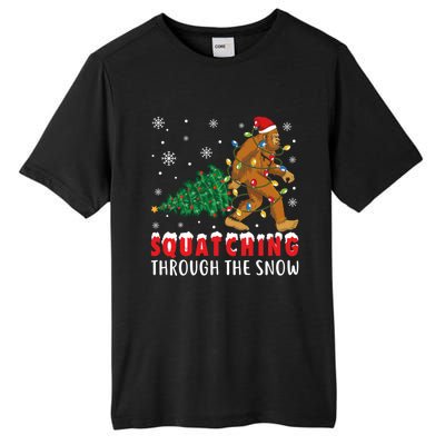 Squatching Through The Snow Christmas Bigfoot Sasquatch Cute Gift Tall Fusion ChromaSoft Performance T-Shirt