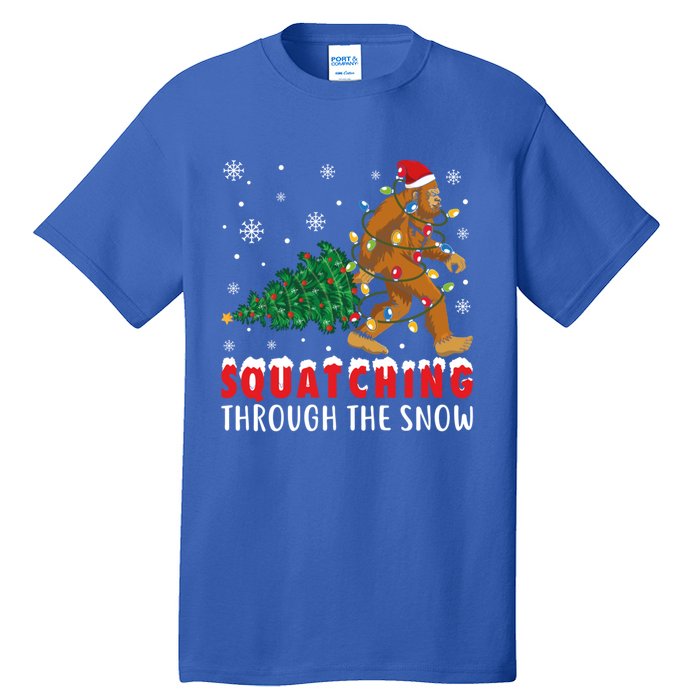 Squatching Through The Snow Christmas Bigfoot Sasquatch Cute Gift Tall T-Shirt