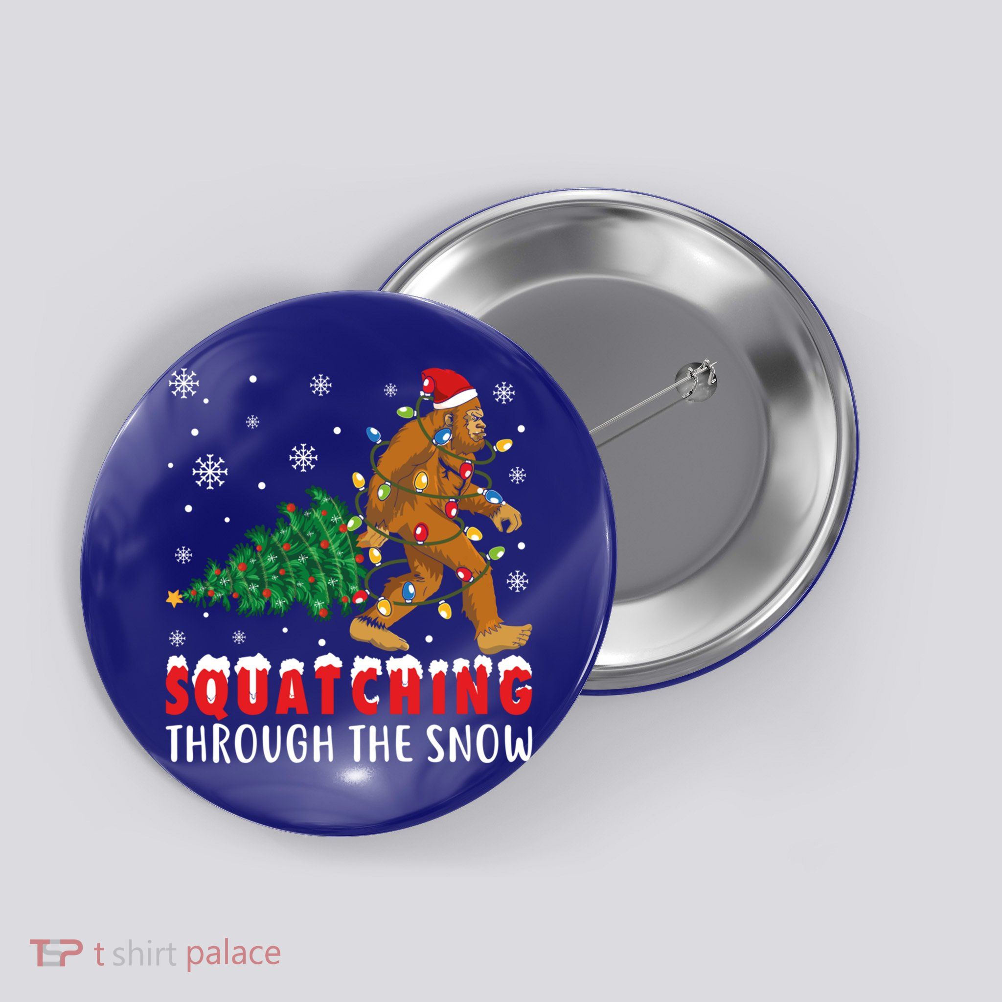 Squatching Through The Snow Christmas Bigfoot Sasquatch Cute Gift Button