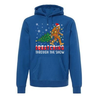 Squatching Through The Snow Christmas Bigfoot Sasquatch Cute Gift Premium Hoodie