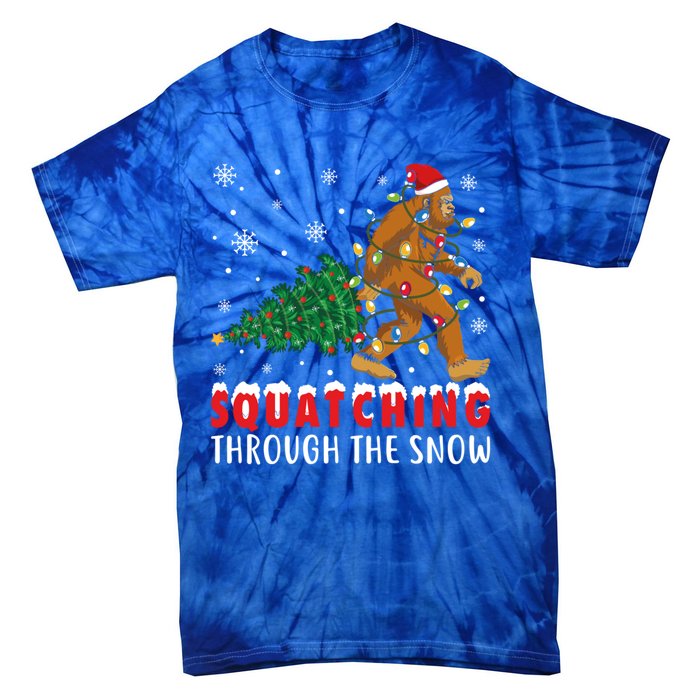 Squatching Through The Snow Christmas Bigfoot Sasquatch Cute Gift Tie-Dye T-Shirt