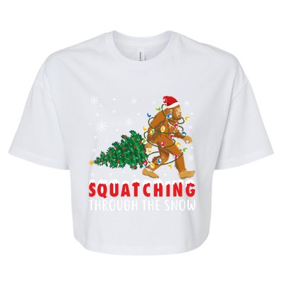 Squatching Through The Snow Christmas Bigfoot Sasquatch Cute Gift Bella+Canvas Jersey Crop Tee