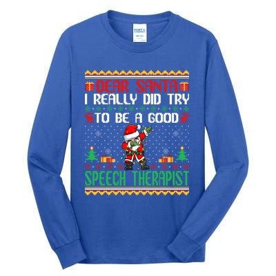 Santa Try To Be A Good Sports Anchor Funny Christmas Funny Gift Tall Long Sleeve T-Shirt