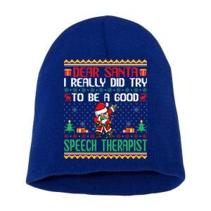 Santa Try To Be A Good Sports Anchor Funny Christmas Funny Gift Short Acrylic Beanie