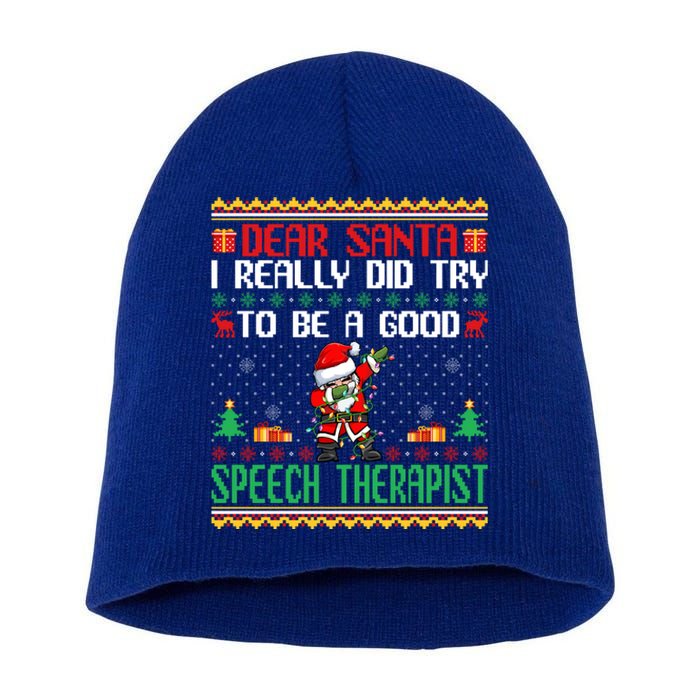 Santa Try To Be A Good Sports Anchor Funny Christmas Funny Gift Short Acrylic Beanie