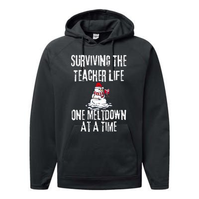 Surviving The Teacher Life One Meltdown At A Time Christmas Performance Fleece Hoodie