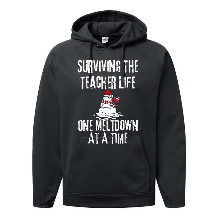 Surviving The Teacher Life One Meltdown At A Time Christmas Performance Fleece Hoodie