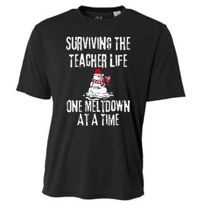 Surviving The Teacher Life One Meltdown At A Time Christmas Cooling Performance Crew T-Shirt