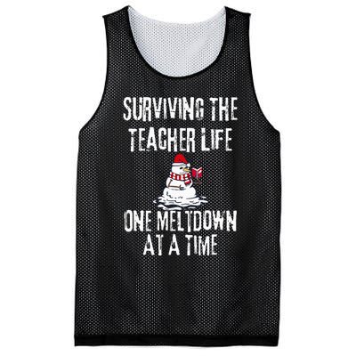 Surviving The Teacher Life One Meltdown At A Time Christmas Mesh Reversible Basketball Jersey Tank