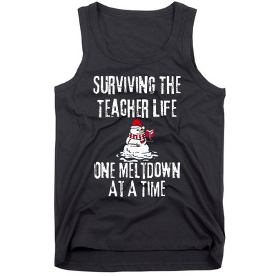 Surviving The Teacher Life One Meltdown At A Time Christmas Tank Top