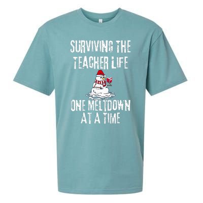 Surviving The Teacher Life One Meltdown At A Time Christmas Sueded Cloud Jersey T-Shirt