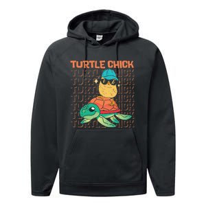 Sea Turtle Tortoise Chicken Turtle Chick Performance Fleece Hoodie