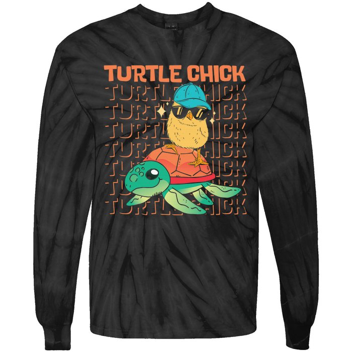 Sea Turtle Tortoise Chicken Turtle Chick Tie-Dye Long Sleeve Shirt