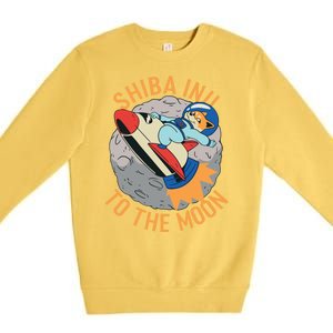 Shiba To The Moon Fox Rocket Ship Premium Crewneck Sweatshirt