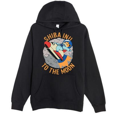 Shiba To The Moon Fox Rocket Ship Premium Pullover Hoodie