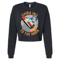 Shiba To The Moon Fox Rocket Ship Cropped Pullover Crew