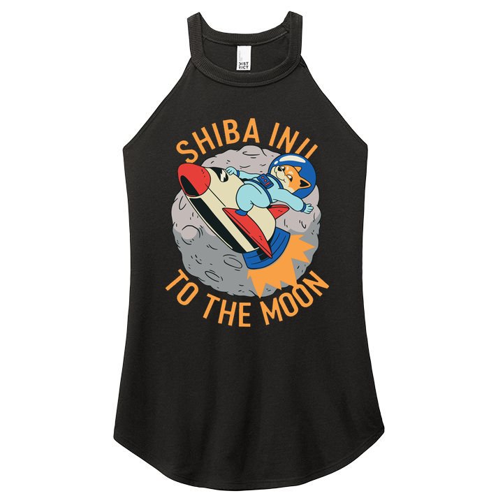 Shiba To The Moon Fox Rocket Ship Women's Perfect Tri Rocker Tank