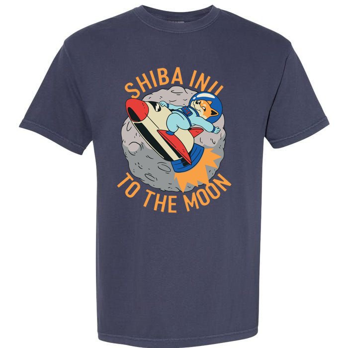 Shiba To The Moon Fox Rocket Ship Garment-Dyed Heavyweight T-Shirt