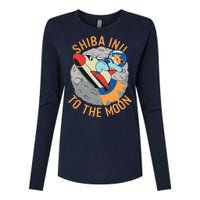 Shiba To The Moon Fox Rocket Ship Womens Cotton Relaxed Long Sleeve T-Shirt