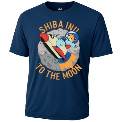 Shiba To The Moon Fox Rocket Ship Performance Shirt