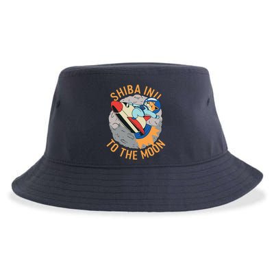 Shiba To The Moon Fox Rocket Ship Sustainable Bucket Hat
