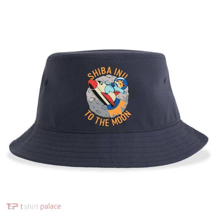 Shiba To The Moon Fox Rocket Ship Sustainable Bucket Hat