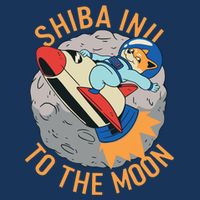 Shiba To The Moon Fox Rocket Ship Button