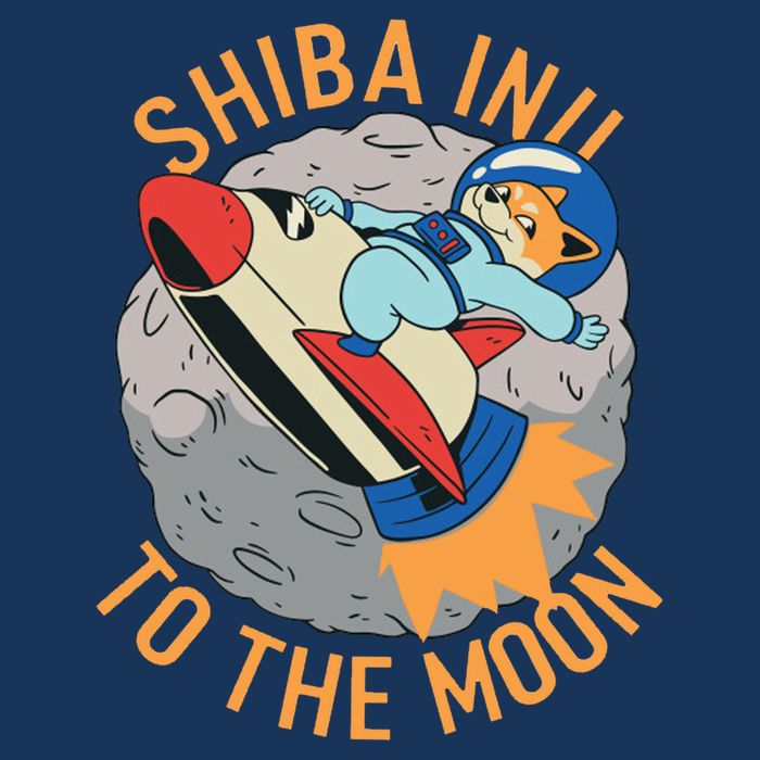 Shiba To The Moon Fox Rocket Ship Button