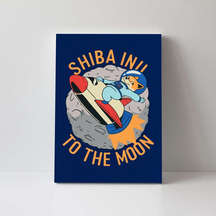 Shiba To The Moon Fox Rocket Ship Canvas