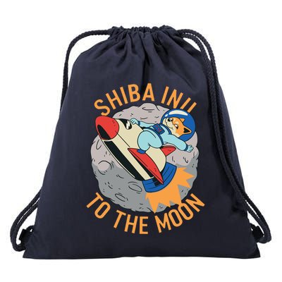 Shiba To The Moon Fox Rocket Ship Drawstring Bag