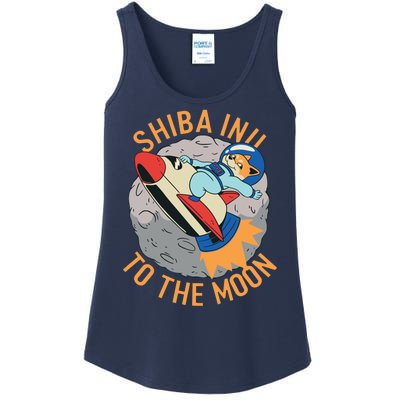 Shiba To The Moon Fox Rocket Ship Ladies Essential Tank