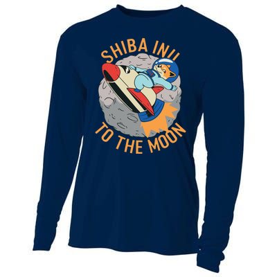 Shiba To The Moon Fox Rocket Ship Cooling Performance Long Sleeve Crew