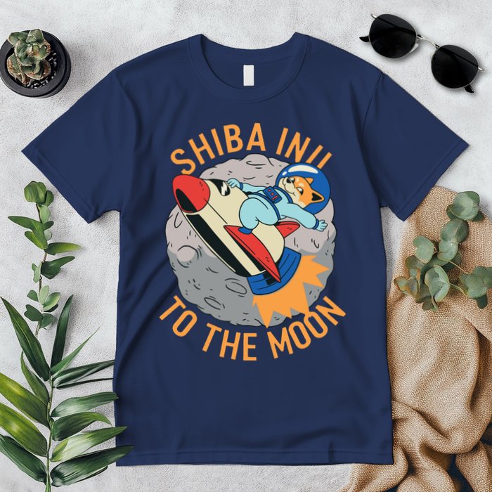 Shiba To The Moon Fox Rocket Ship Premium T-Shirt