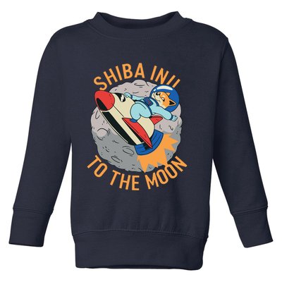 Shiba To The Moon Fox Rocket Ship Toddler Sweatshirt
