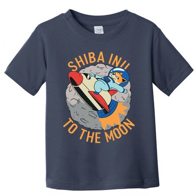 Shiba To The Moon Fox Rocket Ship Toddler T-Shirt