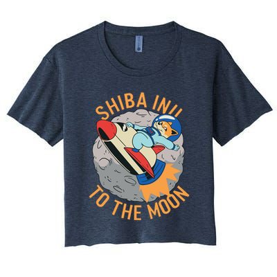 Shiba To The Moon Fox Rocket Ship Crop Top