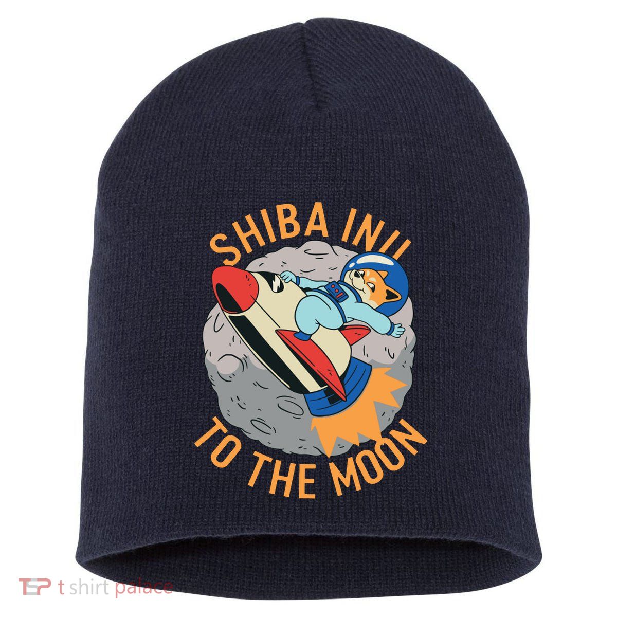 Shiba To The Moon Fox Rocket Ship Short Acrylic Beanie