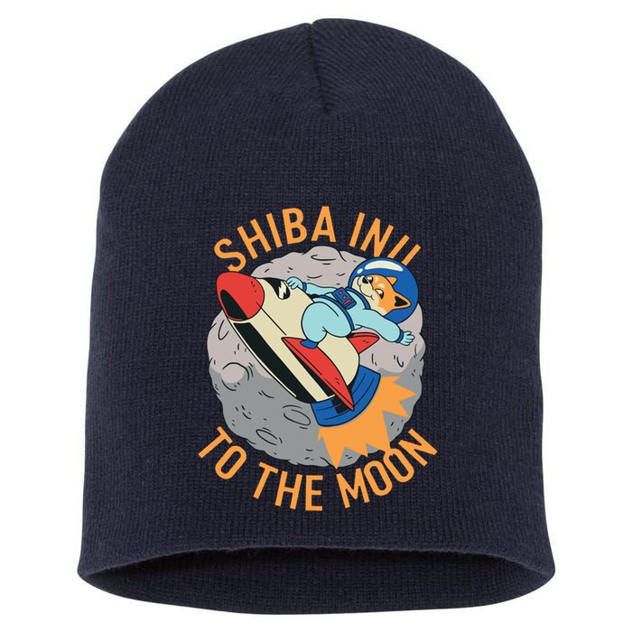 Shiba To The Moon Fox Rocket Ship Short Acrylic Beanie