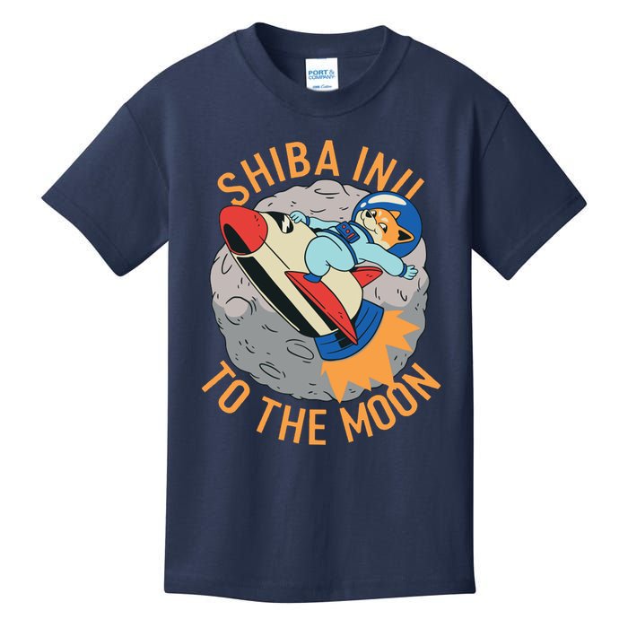 Shiba To The Moon Fox Rocket Ship Kids T-Shirt