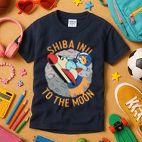 Shiba To The Moon Fox Rocket Ship Kids T-Shirt
