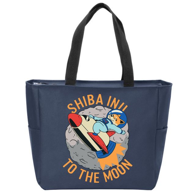Shiba To The Moon Fox Rocket Ship Zip Tote Bag