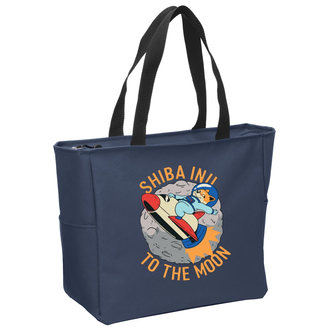 Shiba To The Moon Fox Rocket Ship Zip Tote Bag