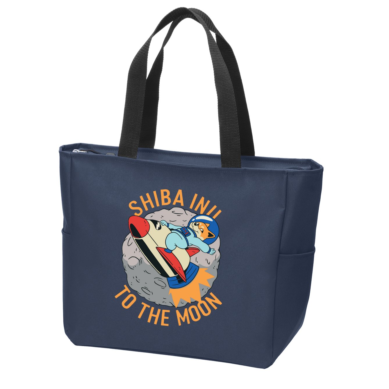 Shiba To The Moon Fox Rocket Ship Zip Tote Bag