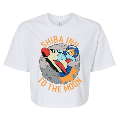 Shiba To The Moon Fox Rocket Ship Bella+Canvas Jersey Crop Tee