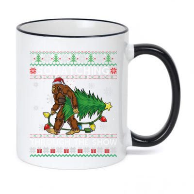 Squatching Through The Snow Squatch Bigfoot Ugly Christmas Gift 11oz Black Color Changing Mug